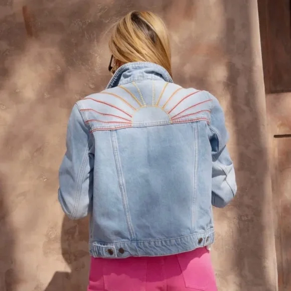 Marine Layer Embroidered Denim Jacket with Sunburst Design Size M - Picture 3 of 12
